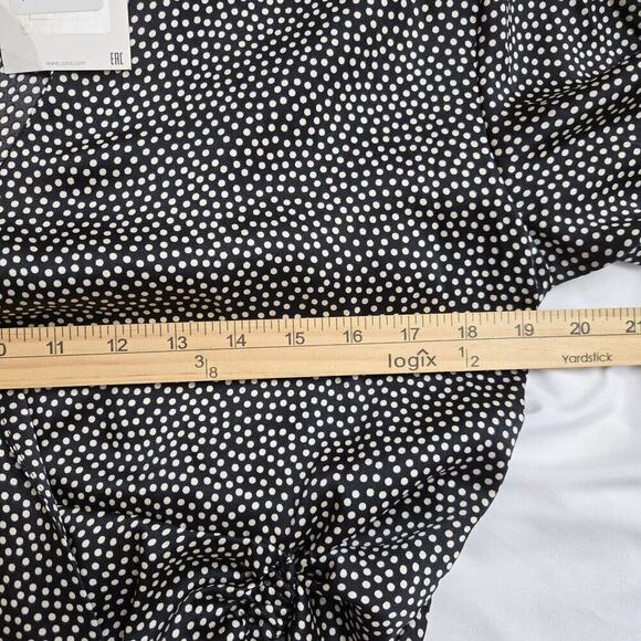 NWT ZARA Womens Silky Polka Dot Wrap Blouse Size Large Black White Old Money - Picture 8 of 9